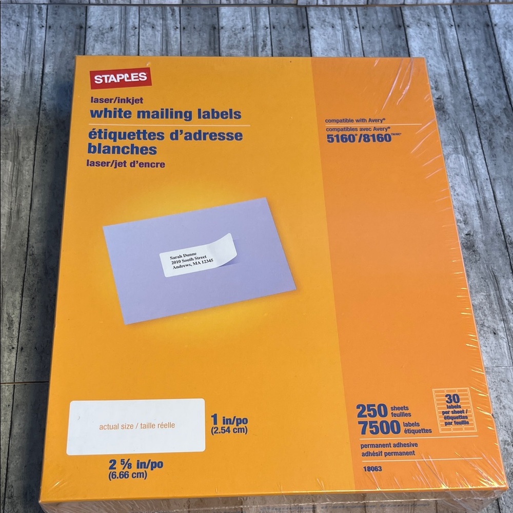 Staple Orange and White Mailing Labels
